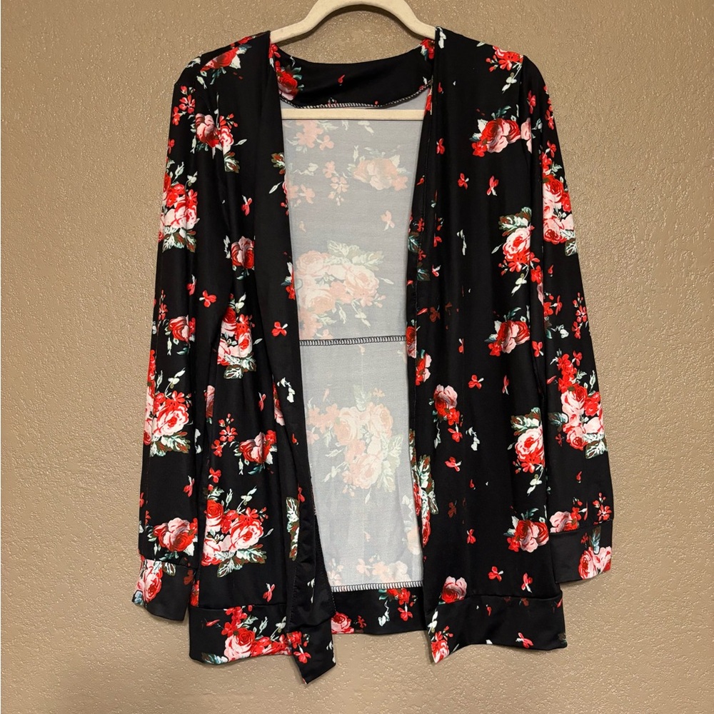 Kimono - No brand - black with roses - S